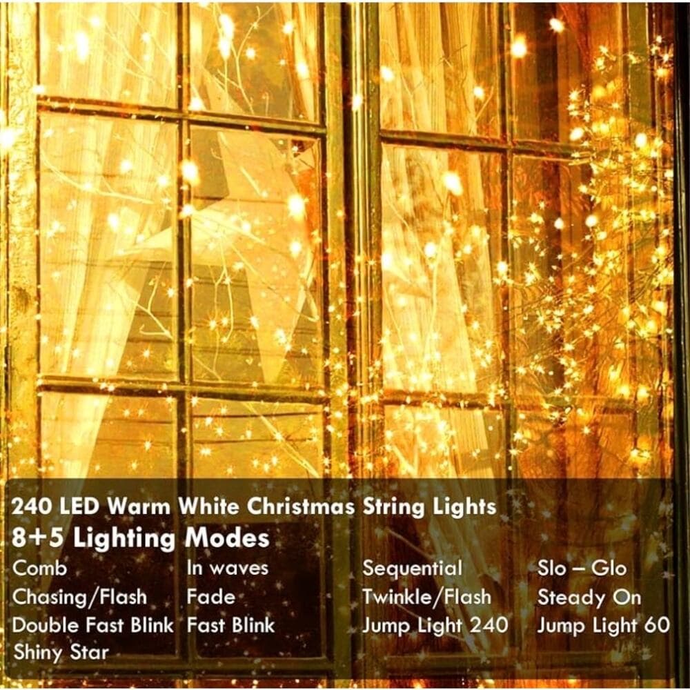Connectable String Lights Indoor Outdoor Clear Wire Warm White Christmas Lights - Thumbnail 3