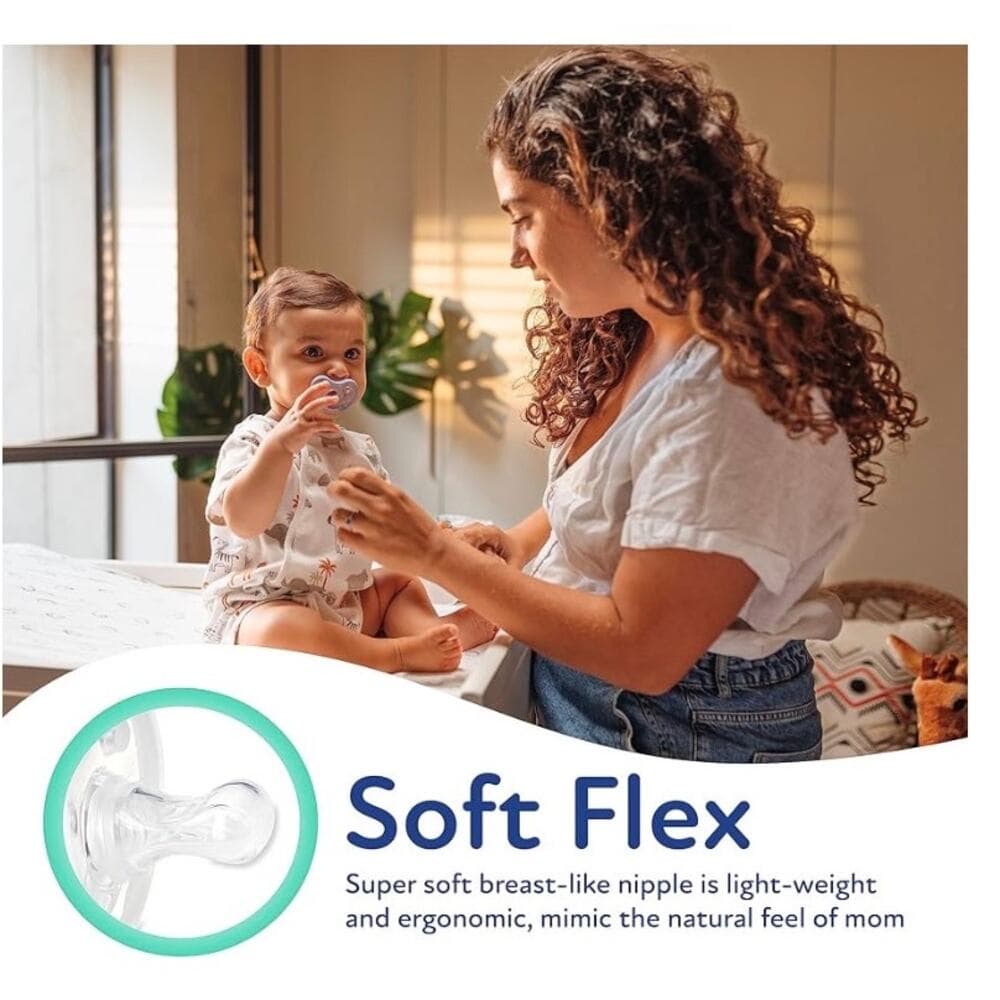 Dr. Talbot's Soft-Flex Orthodontic Pacifiers 0-6 Months, Aqua/White, 2 Pack - Thumbnail 3