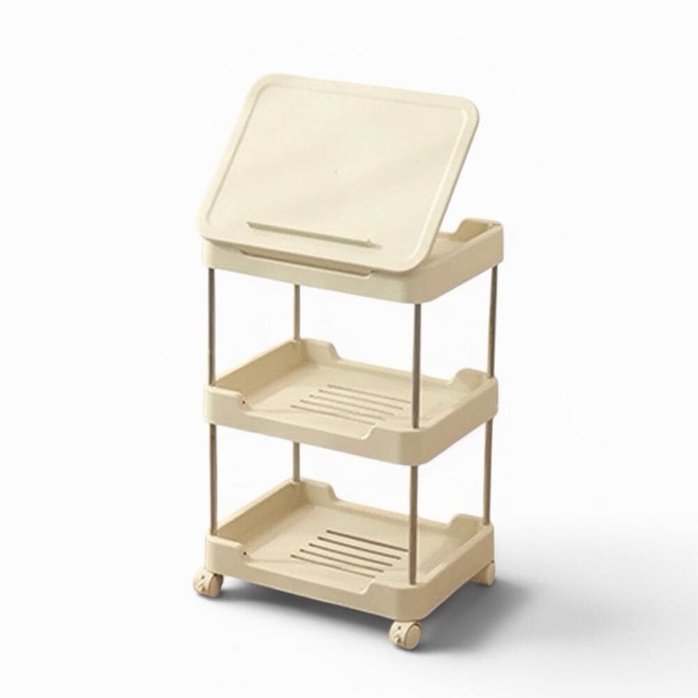 3-tier rolling utility cart with a top handle and drawer feature. - Thumbnail 16