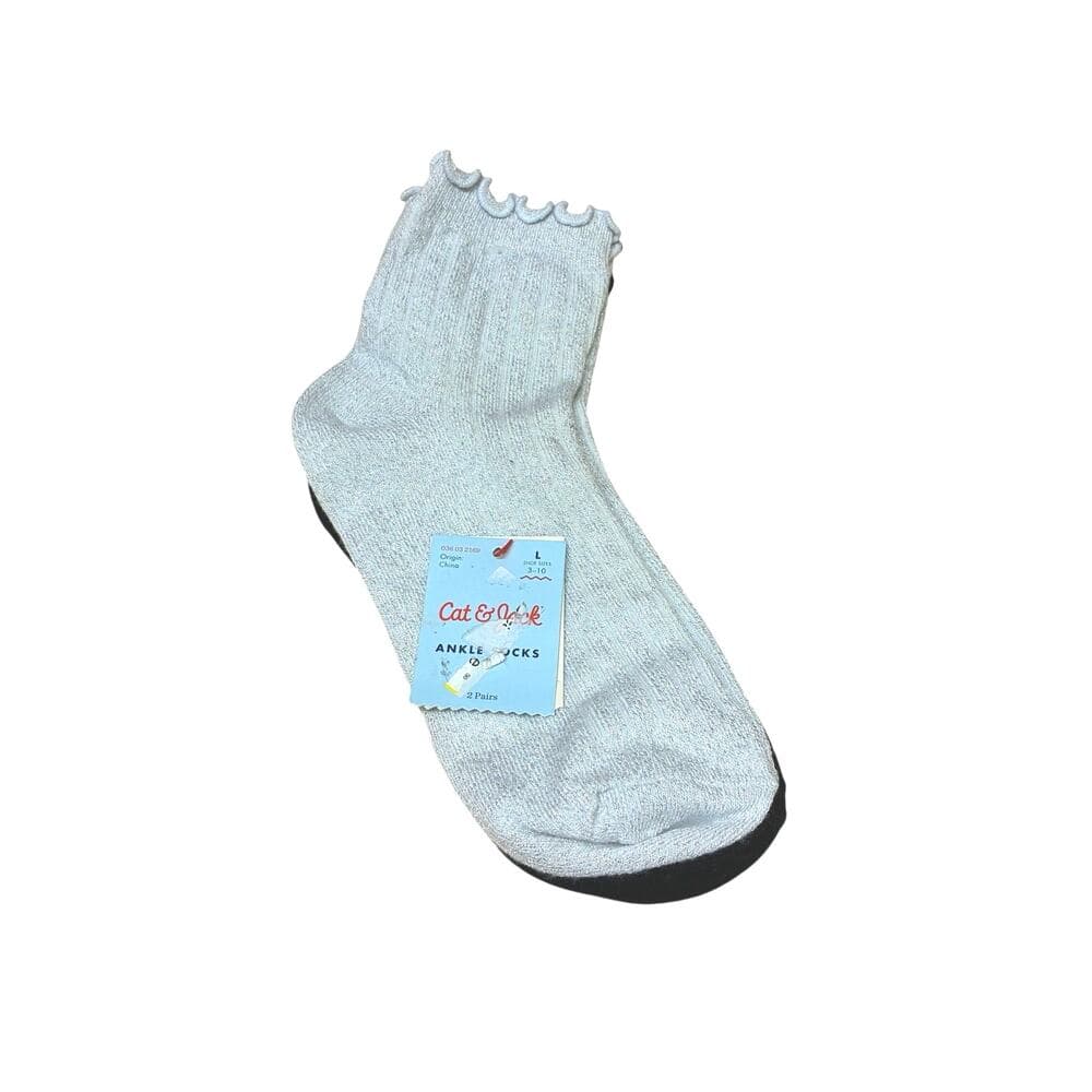 Cat & Jack lettuce Ankle Socks 2 Pairs Black & Gray Size 3-10 - Thumbnail 2