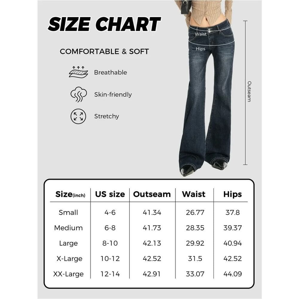EMMIOL Stretchy Denim Pants Blue Large - Thumbnail 2