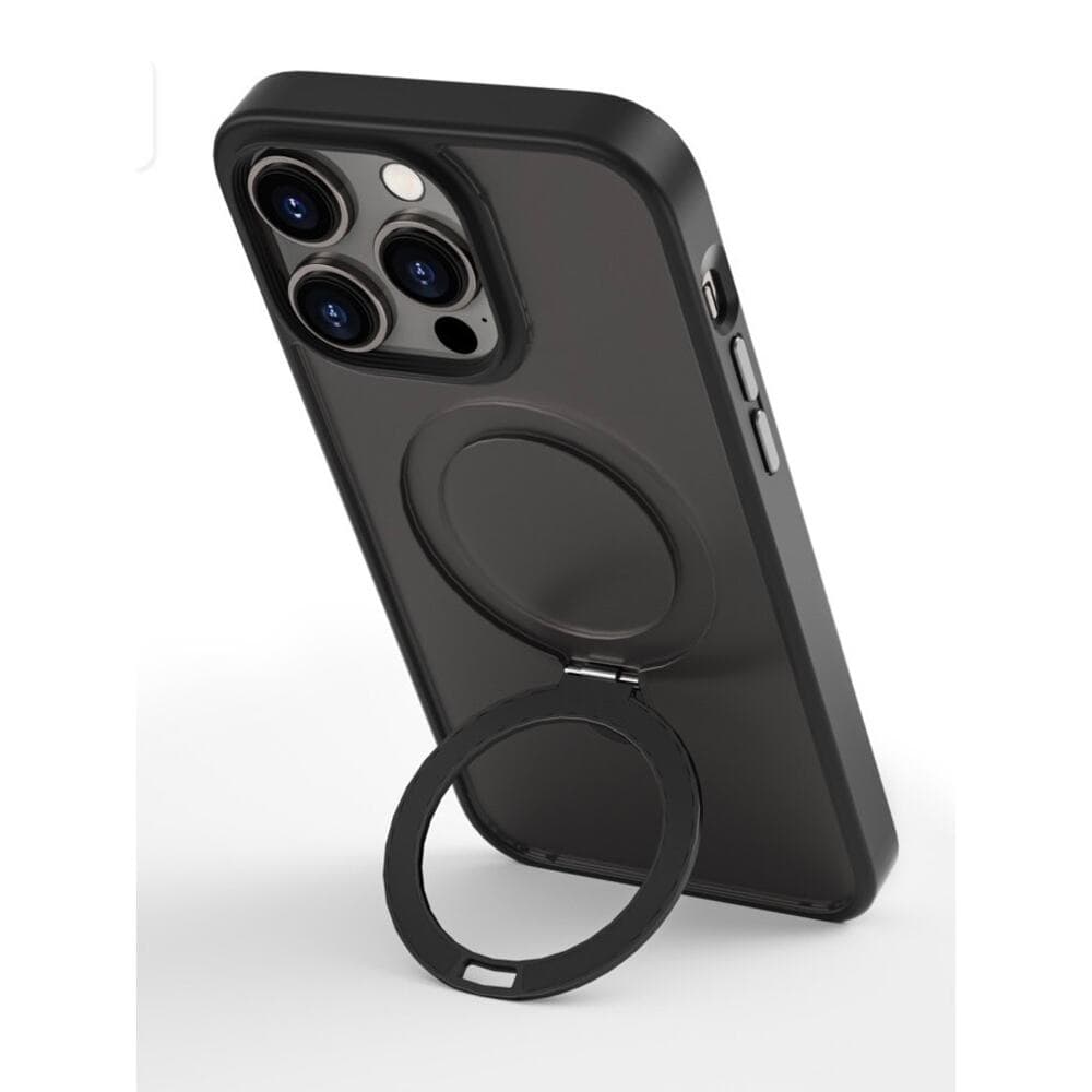 Simple and Fashion Black I Phone 13 6.1/14 6.1 Bracket Magsafe Phone Case - Thumbnail 2