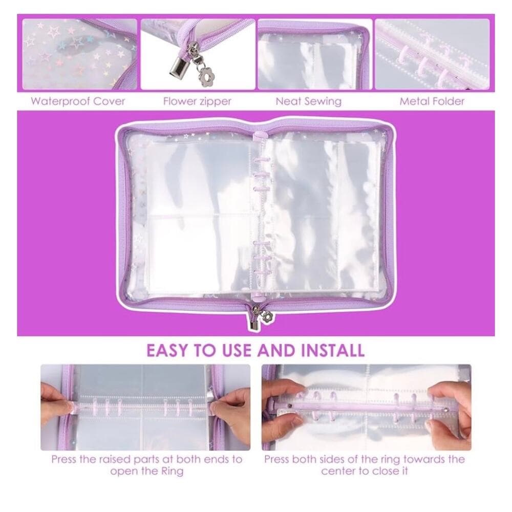 Sticker Storage Organizer Transparent Sticker Collecting Zipper Binder Album - Thumbnail 2