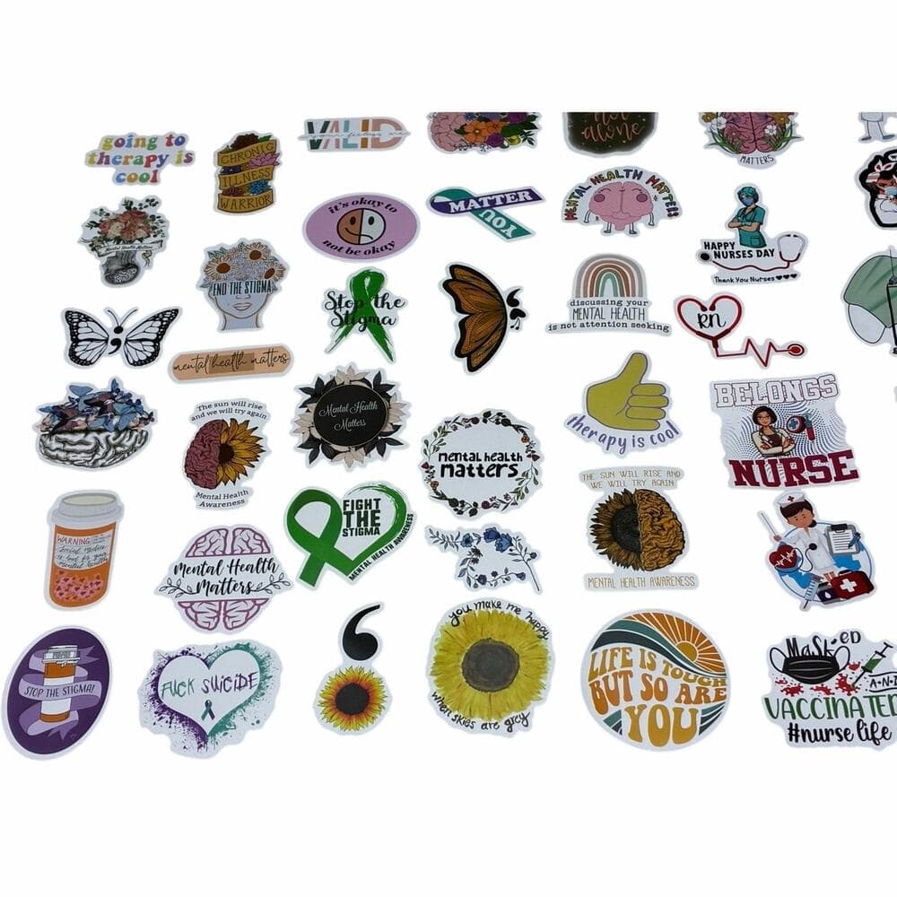 100 Piece Mental Health Nurse Stickers - Thumbnail 3