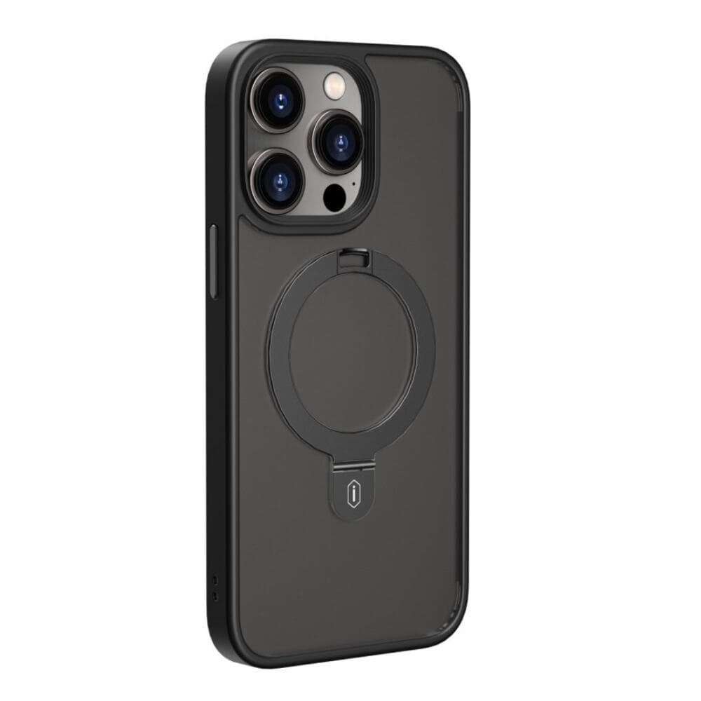 Simple and Fashion Black I Phone 13 6.1/14 6.1 Bracket Magsafe Phone Case - Thumbnail 3
