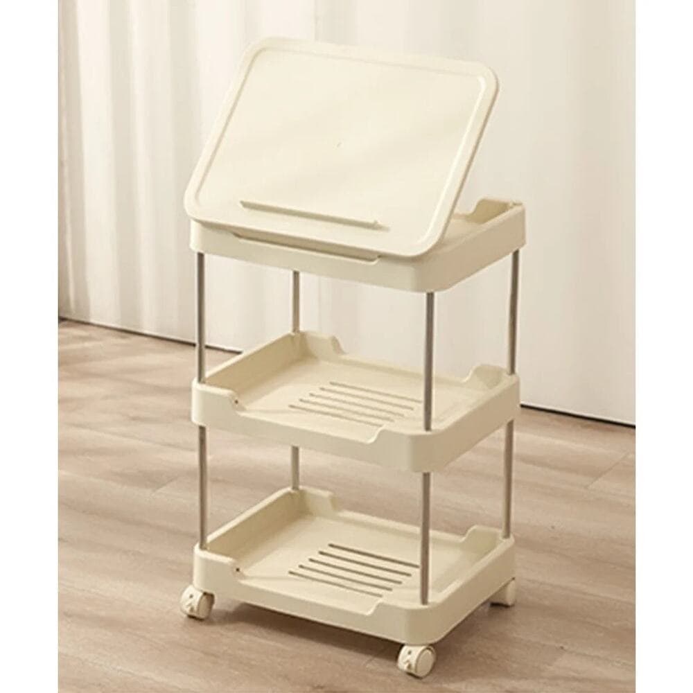3-tier rolling utility cart with a top handle and drawer feature. - Thumbnail 12
