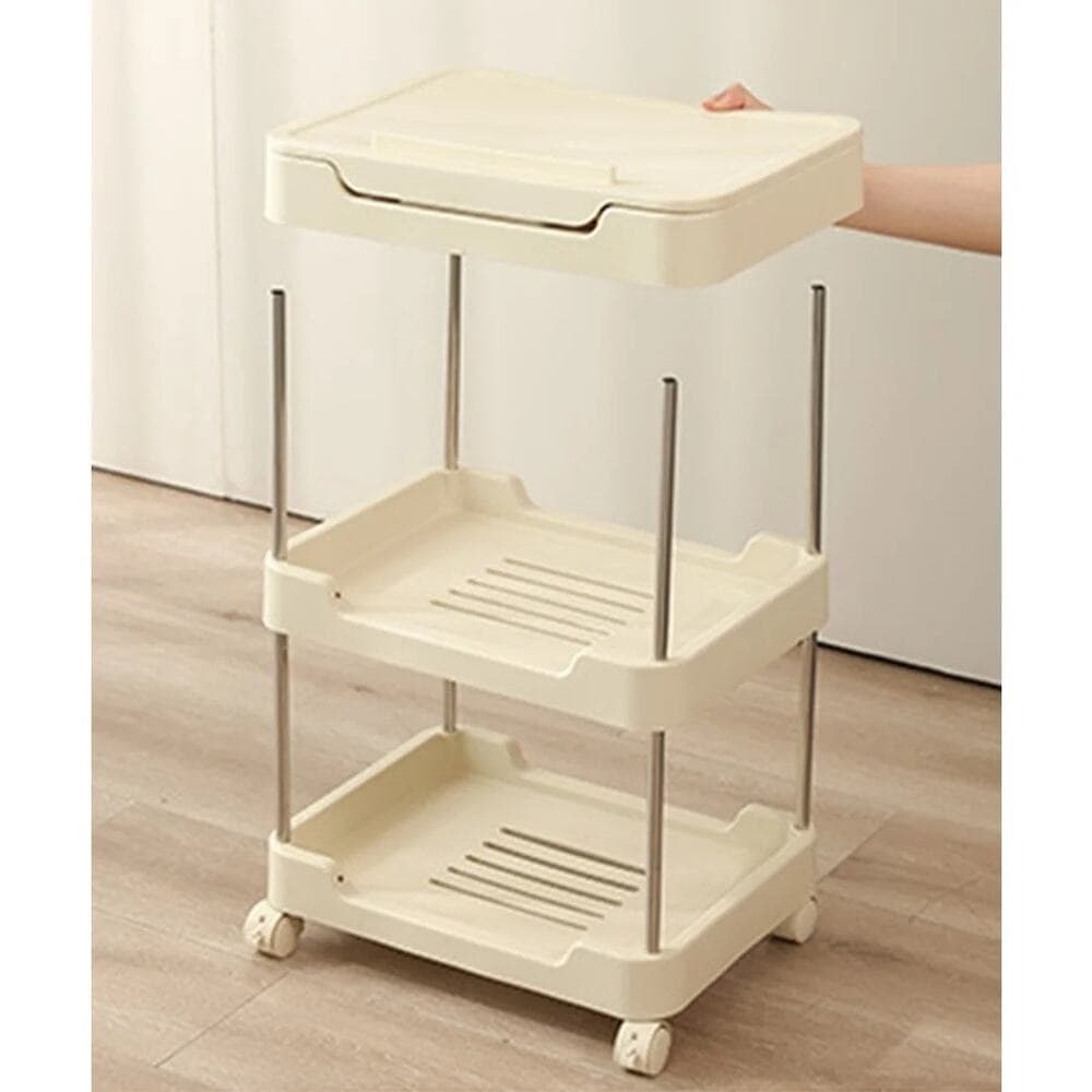 3-tier rolling utility cart with a top handle and drawer feature. - Thumbnail 11