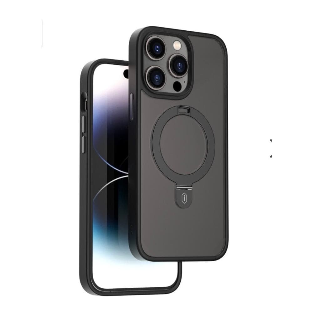 Simple and Fashion Black I Phone 13 6.1/14 6.1 Bracket Magsafe Phone Case - Thumbnail 4