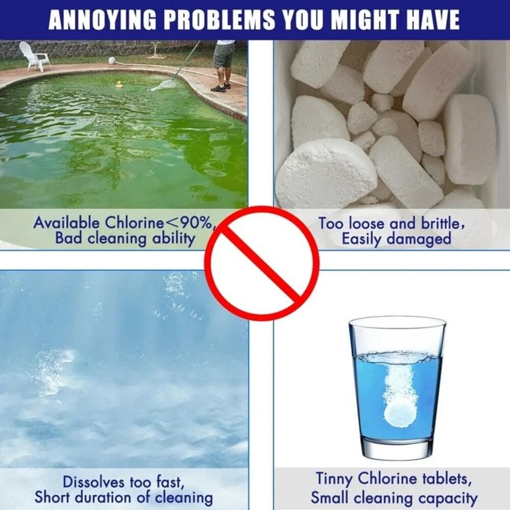 20lbs Pool CHL0RINE TABLETS 3 Inch - 99% Trichloro-S-Triazinetrione - Thumbnail 3