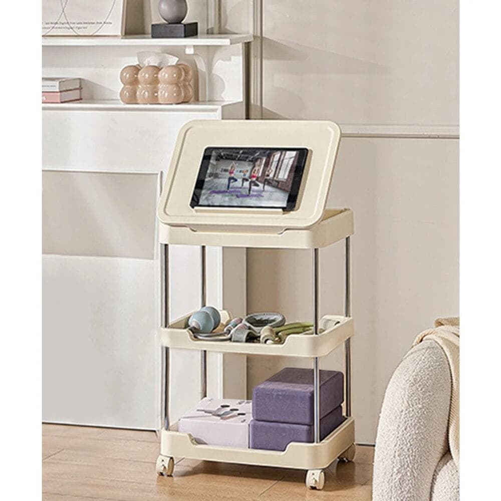 3-tier rolling utility cart with a top handle and drawer feature. - Thumbnail 4