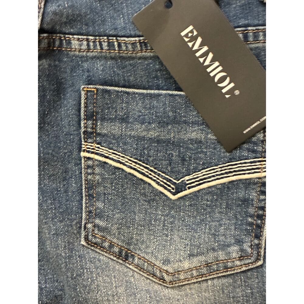 EMMIOL Mid-High Rise Flare Jeans Women, Stretchy Bootcut Retro Blue XS - Thumbnail 6