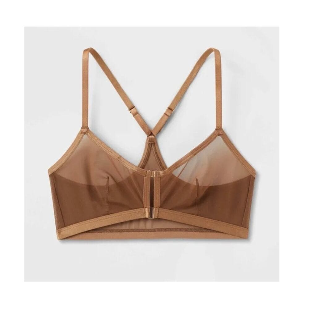 Auden Women's Mesh Triangle Bralette, M - Brown - Thumbnail 4