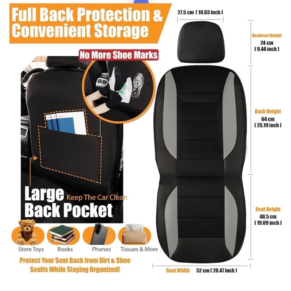 kingphenix Car Seat Covers: 2-Pack Front Cars Seat Protector Gray - Thumbnail 6