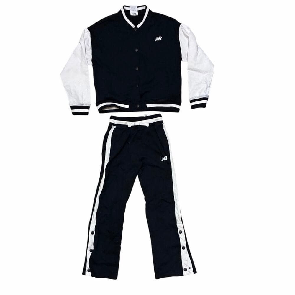 New Balance Black & White Track Sweat Suit Top 14/16 Bottom 10/12 - Thumbnail 2