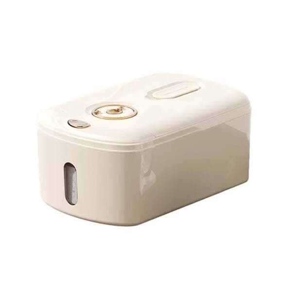 modern, rice storage dispenser with gold accents. - Thumbnail 7