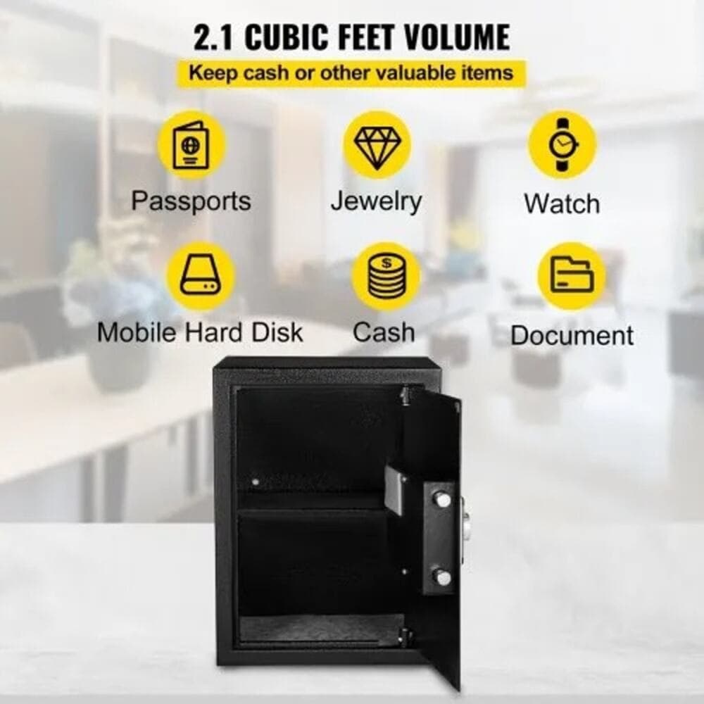VEVOR Safe Box, 2.1 CU.FT Fingerprint Safe Box for Money with 2 Keys - Thumbnail 5