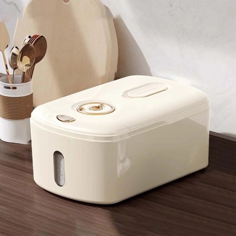 modern, rice storage dispenser with gold accents. - Thumbnail 5