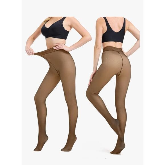 Fleece Lined Thermal Tights-Warm Fake Translucent Pantyhose LNMBFV - Thumbnail 13