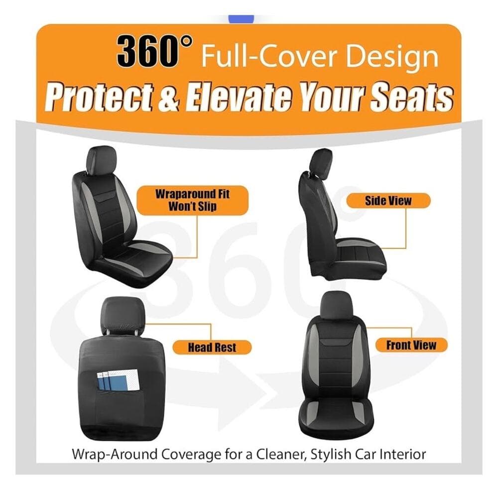 kingphenix Car Seat Covers: 2-Pack Front Cars Seat Protector Gray - Thumbnail 7