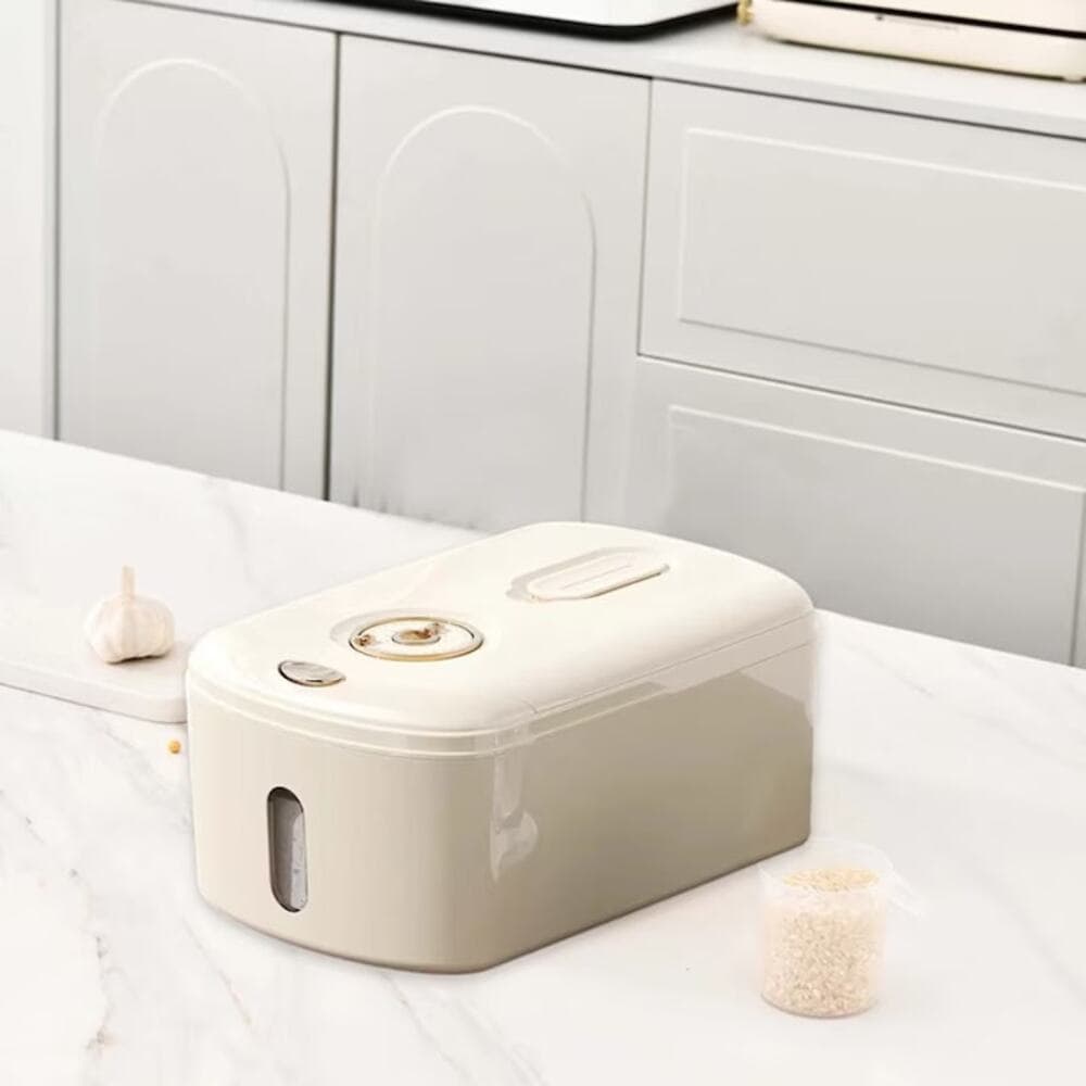 modern, rice storage dispenser with gold accents. - Thumbnail 4
