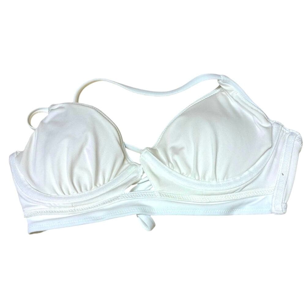 Women's White Ruffle Underwire Bikini Top - Shade & Shore 32D - Thumbnail 2