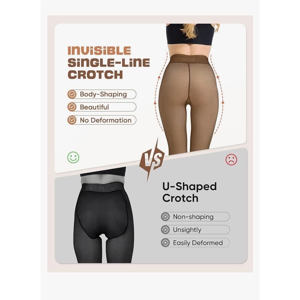 Fleece Lined Thermal Tights-Warm Fake Translucent Pantyhose LNMBFV - Thumbnail 4
