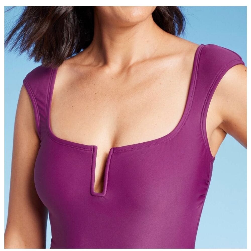 Women's Cap Sleeve One Piece Swimsuit - Shade & Shore Size Medium Purple - Thumbnail 2