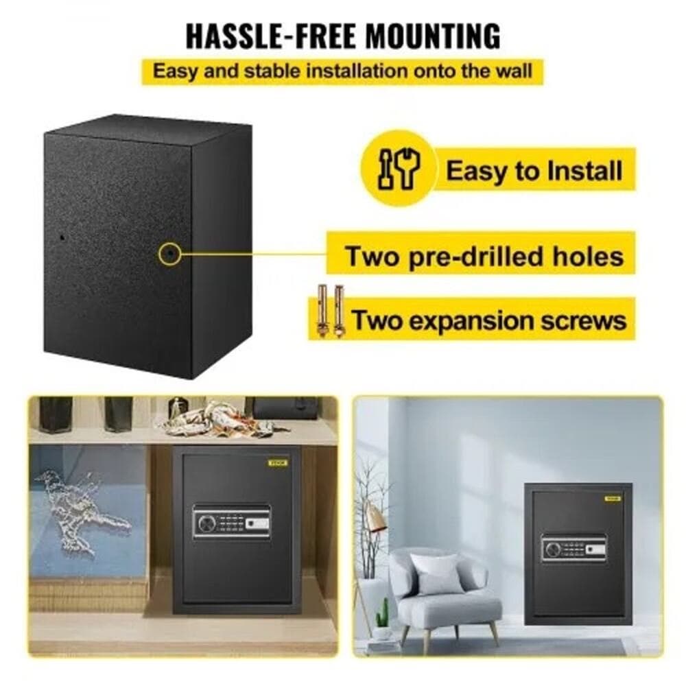 VEVOR Safe Box, 2.1 CU.FT Fingerprint Safe Box for Money with 2 Keys - Thumbnail 6