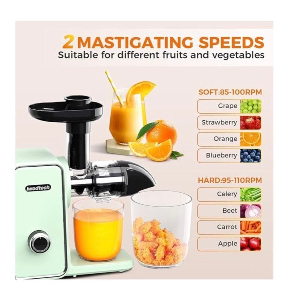 Iwodtech Juicer Machine Cold Press Juicer With 2 Speed Modes Slow Masticating - Thumbnail 3