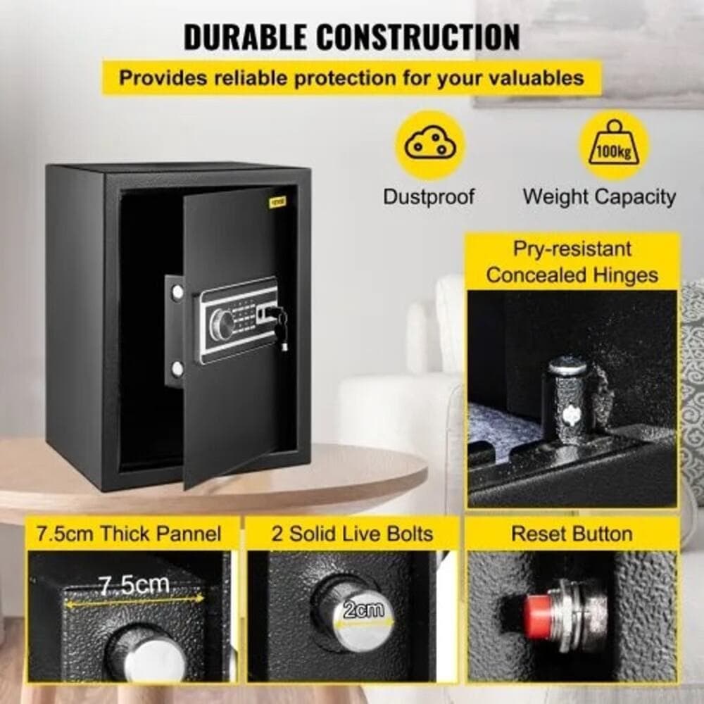 VEVOR Safe Box, 2.1 CU.FT Fingerprint Safe Box for Money with 2 Keys - Thumbnail 4