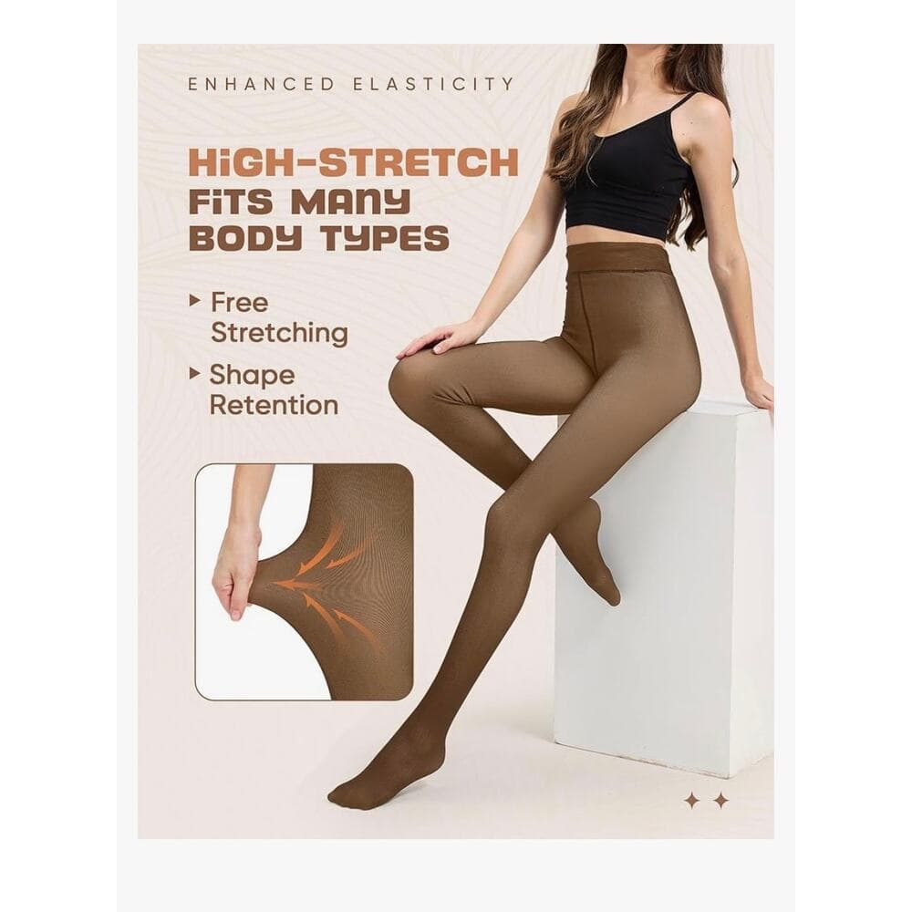 Fleece Lined Thermal Tights-Warm Fake Translucent Pantyhose LNMBFV - Thumbnail 5