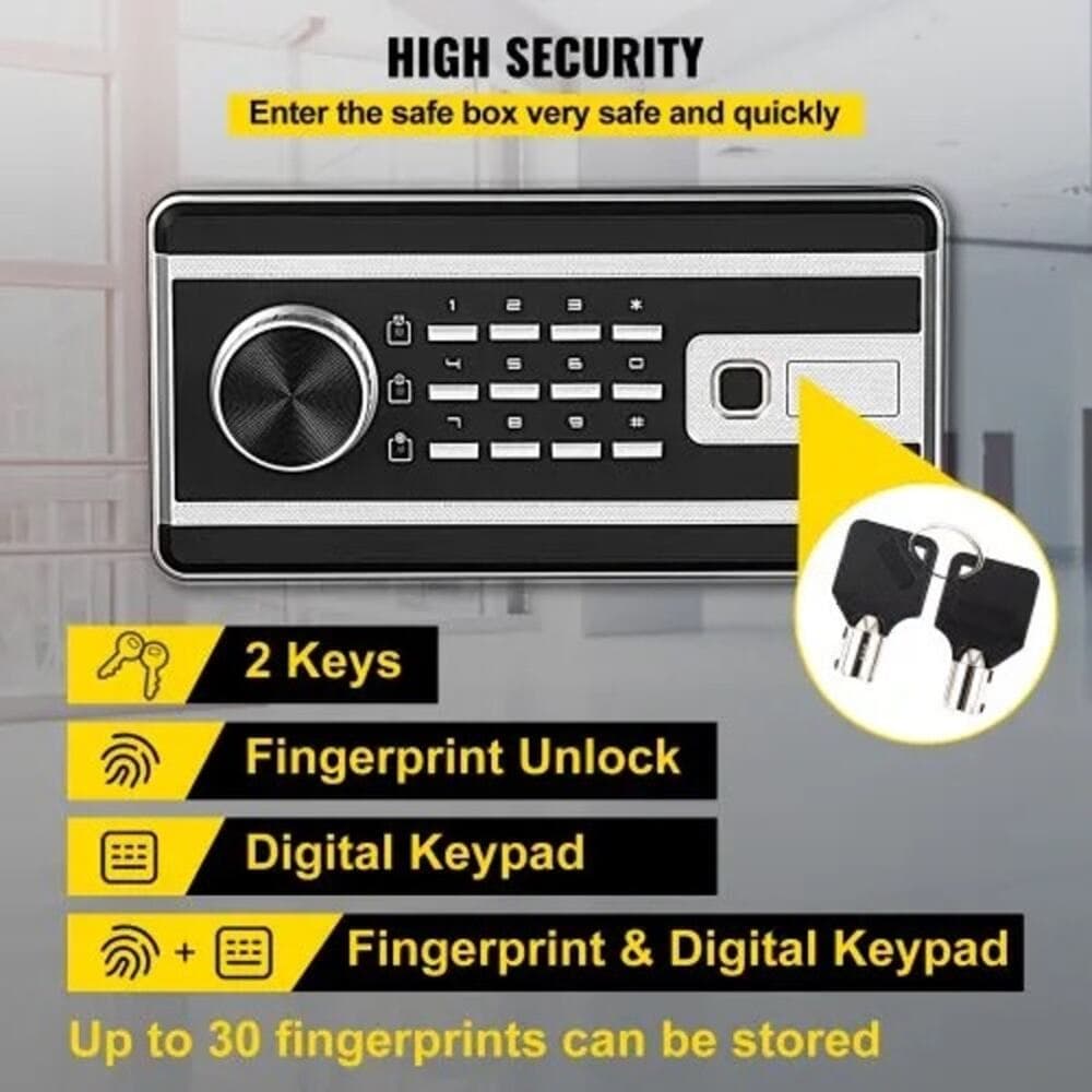 VEVOR Safe Box, 2.1 CU.FT Fingerprint Safe Box for Money with 2 Keys - Thumbnail 3