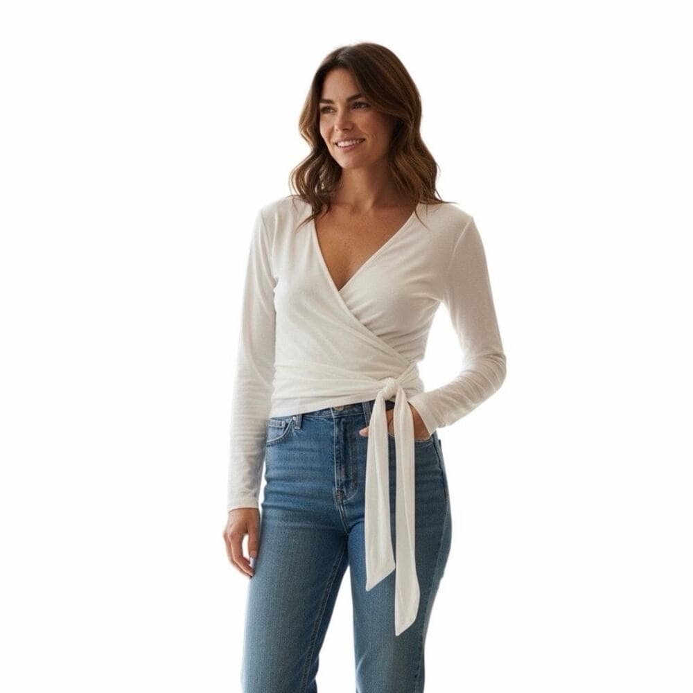 Joy Lap Women’s Long Sleeve Shirt Size X-Large Color Cream - Thumbnail 5
