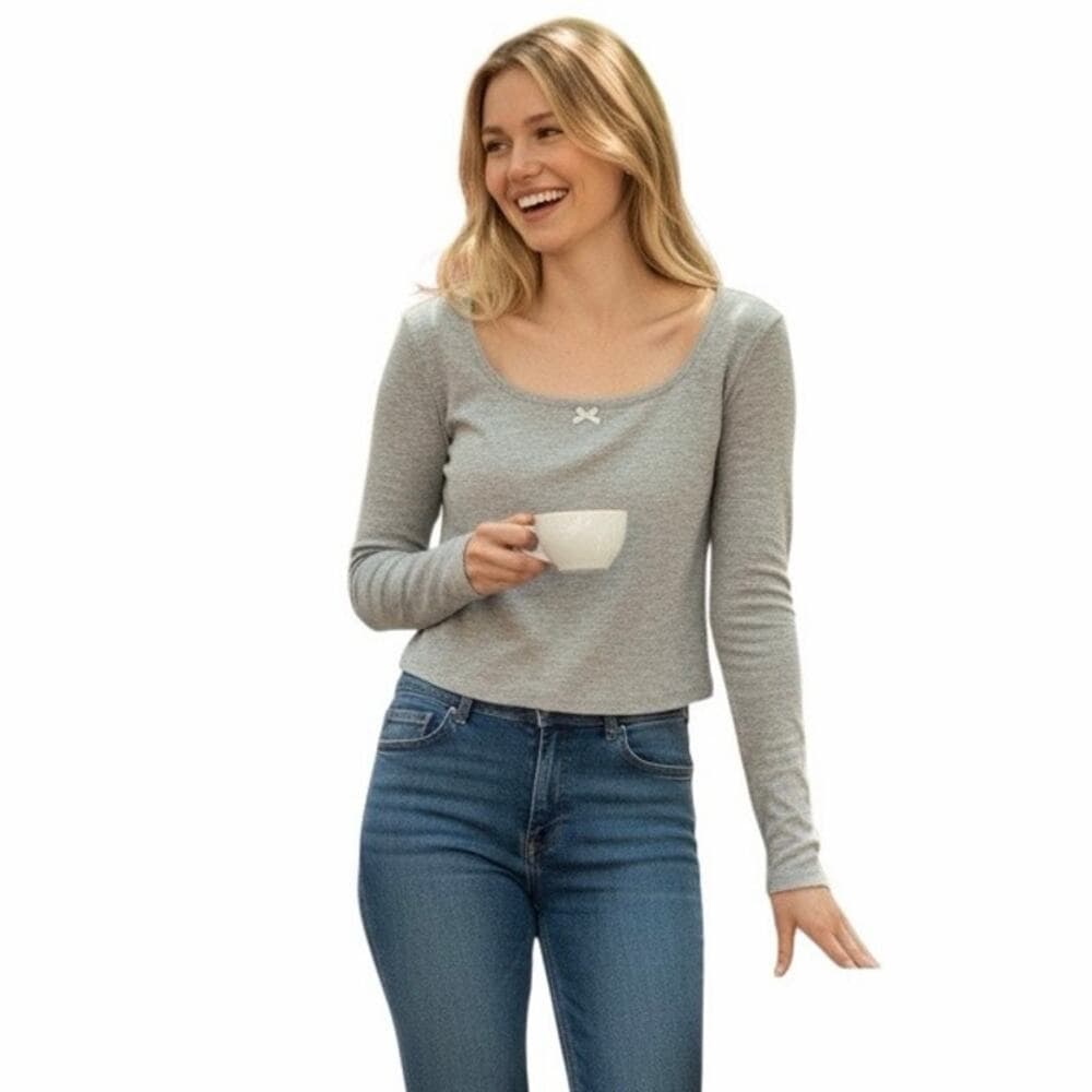 Auden Women’s Long Sleeve Sleepwear Shirt Grey X-Large - Thumbnail 6