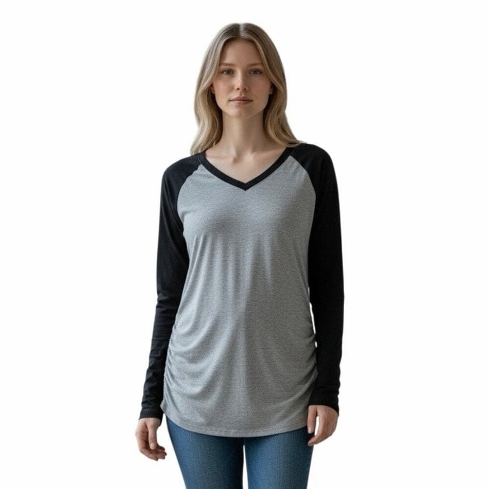Oakgarden Women’s Long Sleeve Shirt Size Small Gray With Black Sleeves - Thumbnail 5