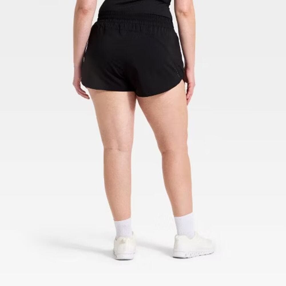 Women's Woven Mid-Rise Run Shorts 3" - All In Motion Black XL - Thumbnail 4