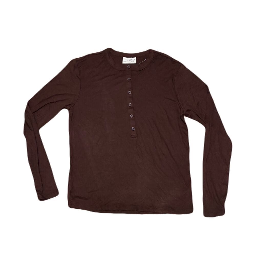 Universal thread Women’s Long Sleeve Top With 6 Buttons On it Size X-Large Brown - Thumbnail 2