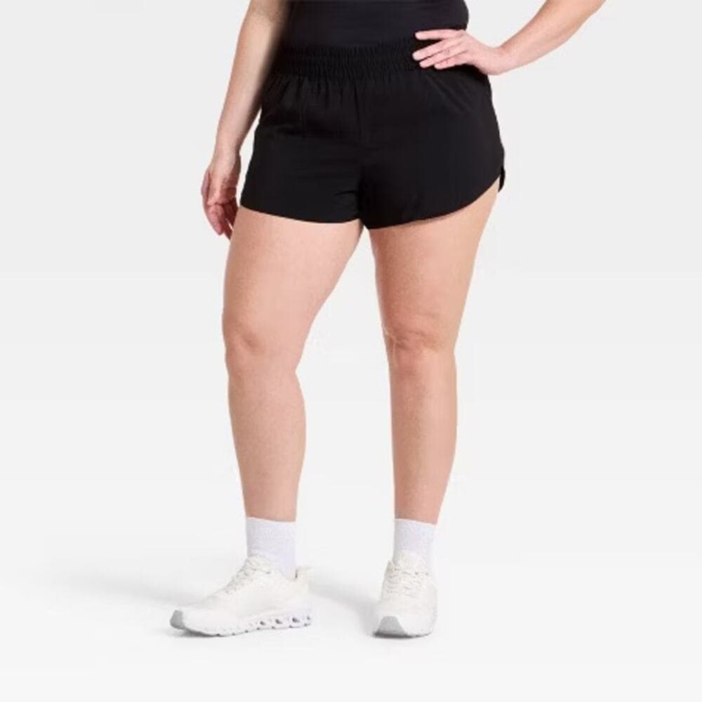 Women's Woven Mid-Rise Run Shorts 3" - All In Motion Black XL - Thumbnail 3
