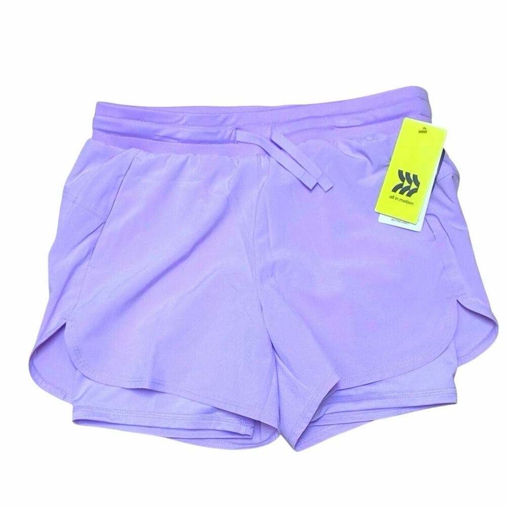 Girls' Mid-Rise 2 in 1 Flowy Shorts - All In Motion Purple Size Large 10/12 - Thumbnail 3