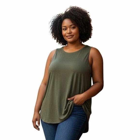 Azules Women’s Army Green Tank Top 3X - Thumbnail 6