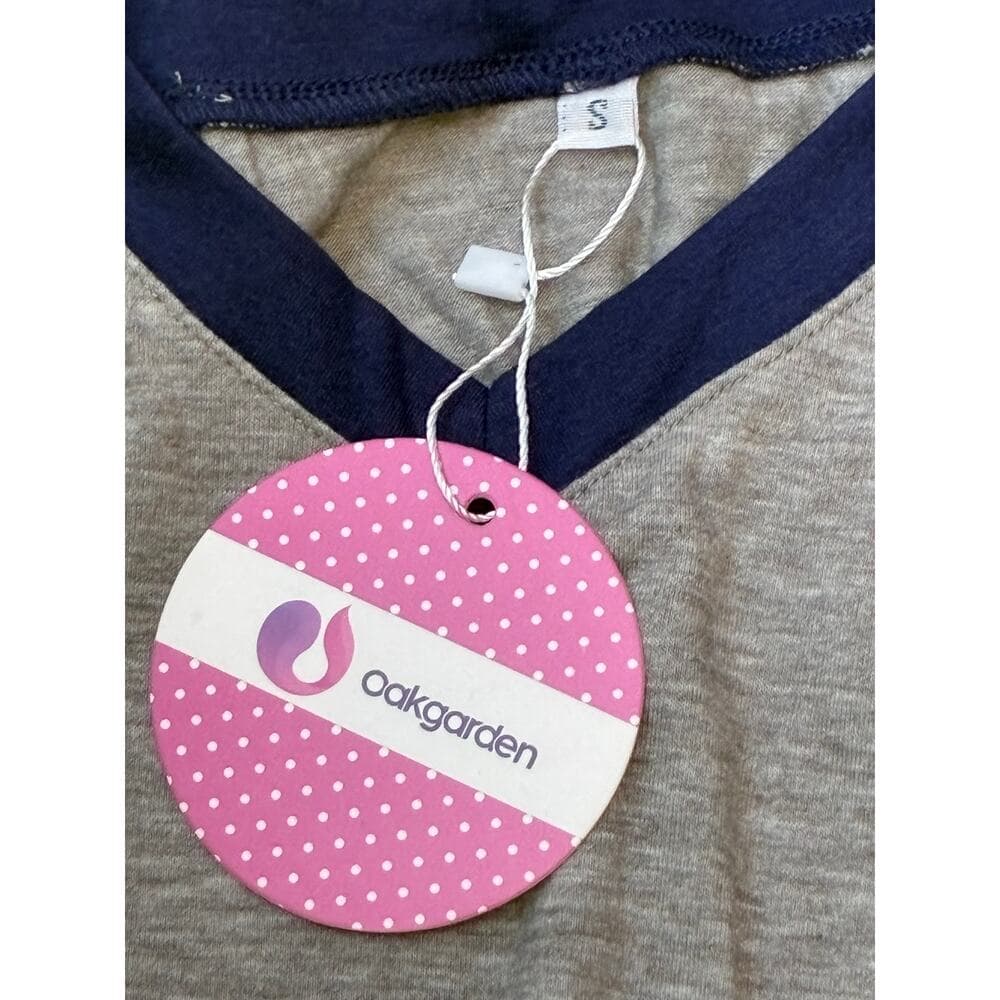 Oakgarden Women’s Long Sleeve Shirt Size Small Grey With Blue Sleeves - Thumbnail 2
