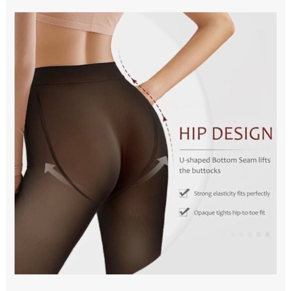 EXQUISLIFE womens Padded Pantyhose Full Coverage Black + Black - Thumbnail 3