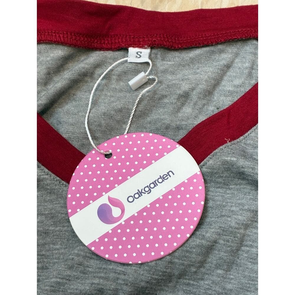 Oakgarden Women’s Long Sleeve Shirt Size Small Gray With Red Sleeves - Thumbnail 4