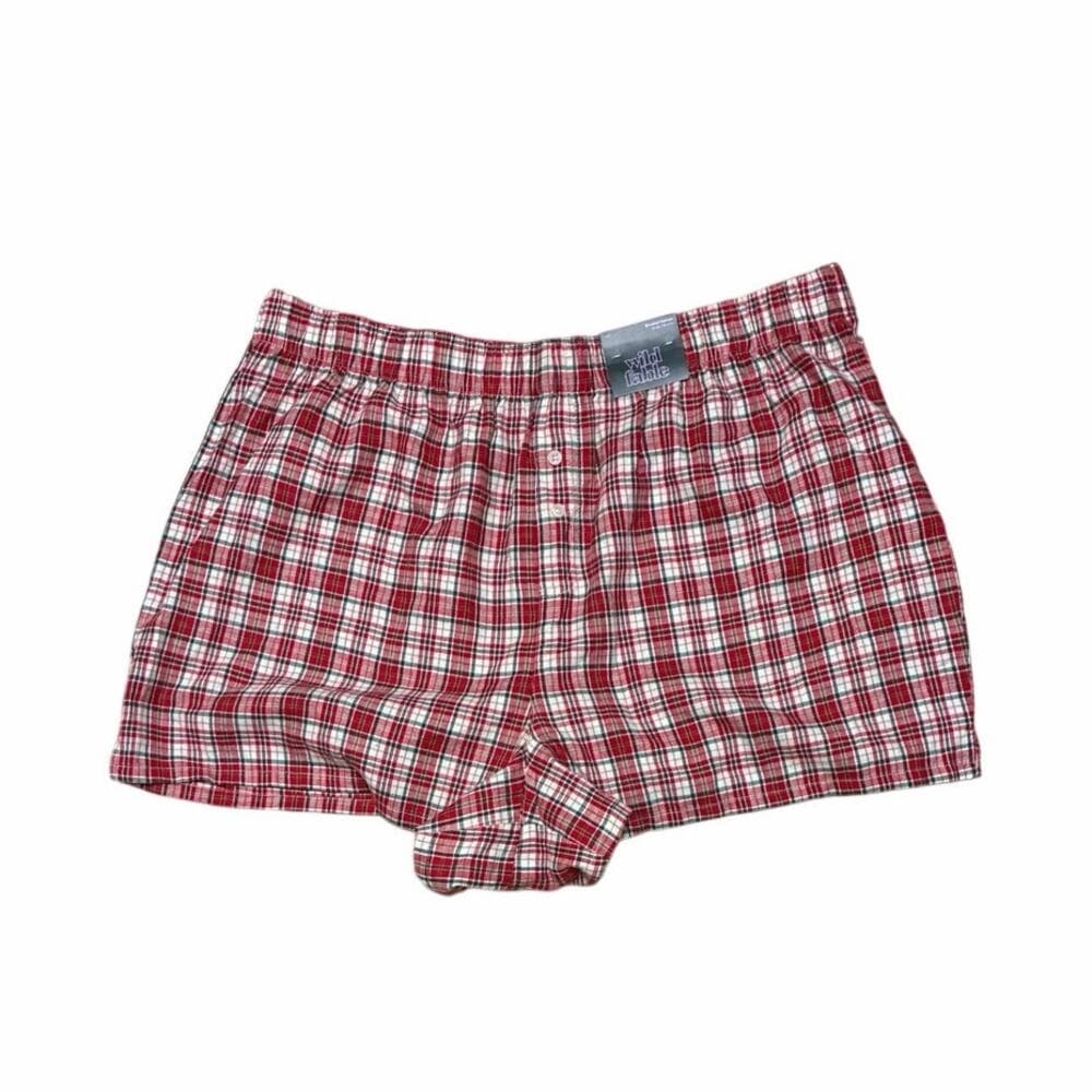 Wild Fable Women's Boxer Pajama Shorts XXL - Red Plaid - Thumbnail 2
