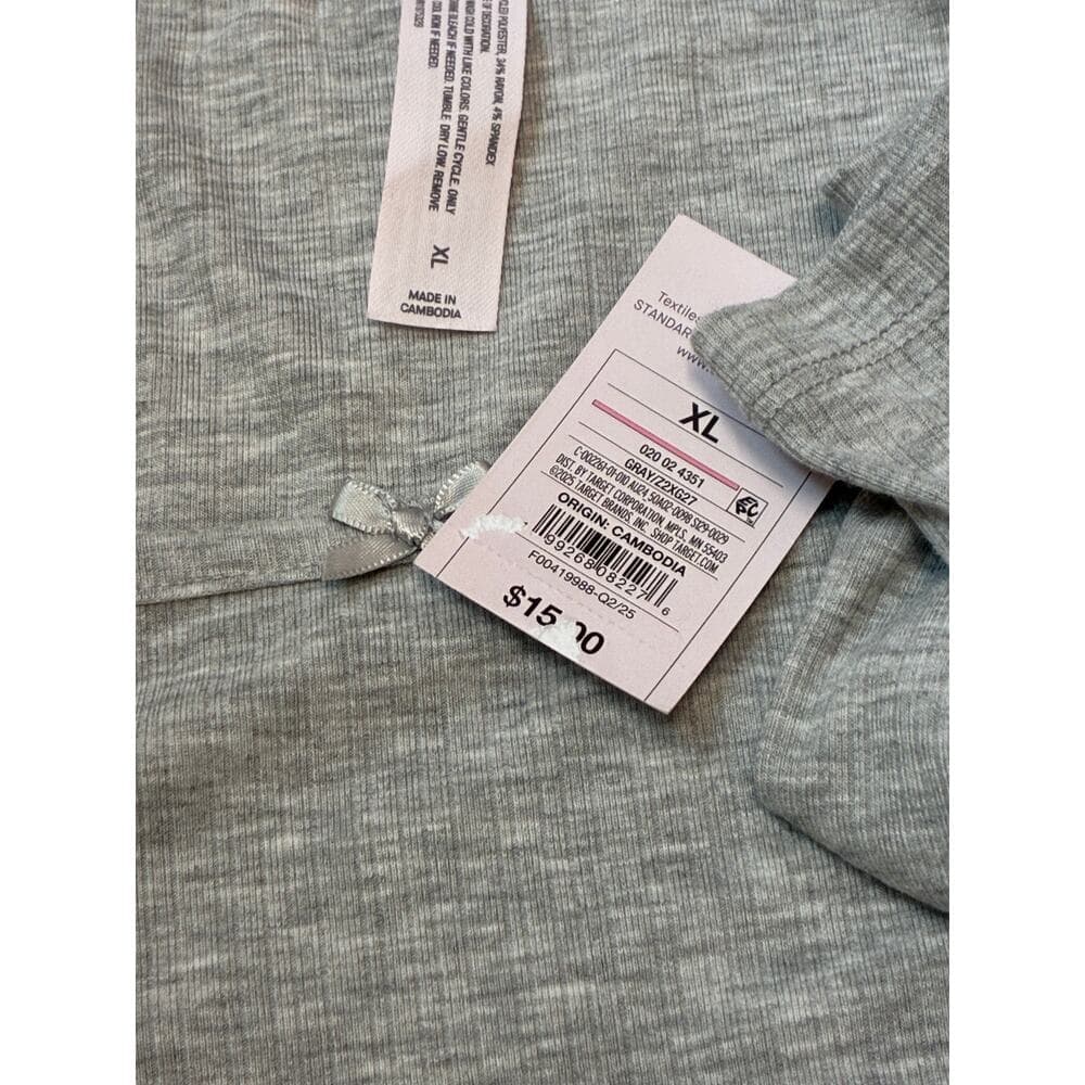 Auden Women’s Long Sleeve Sleepwear Shirt Grey X-Large - Thumbnail 4