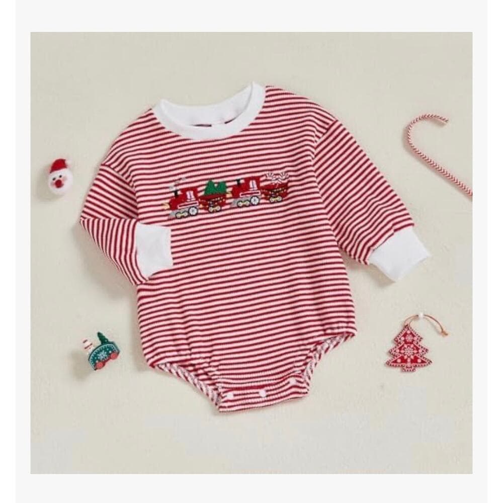 Aporake Baby Christmas Clothes Baby Boy Girl Sweatshirt Romper Santa Baby Romper - Thumbnail 3