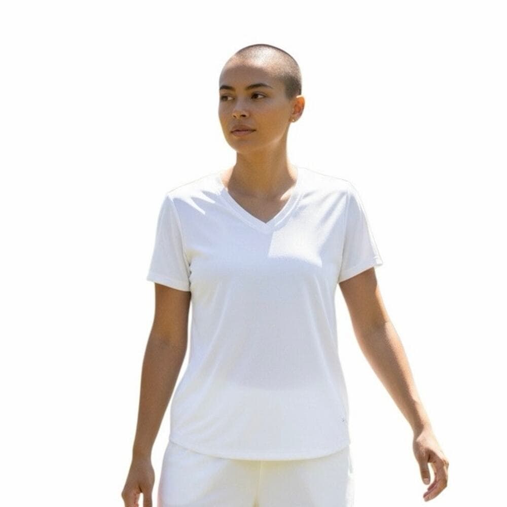 Boladeci White T-Shirt For Women’s Short Sleeve V Neck Dry Fit Workout Top Sz M - Thumbnail 6