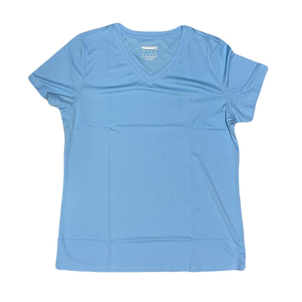 Boladeci Blue T-Shirt For Women’s Short Sleeve V Neck Dry Fit Workout Top Sz L - Thumbnail 2