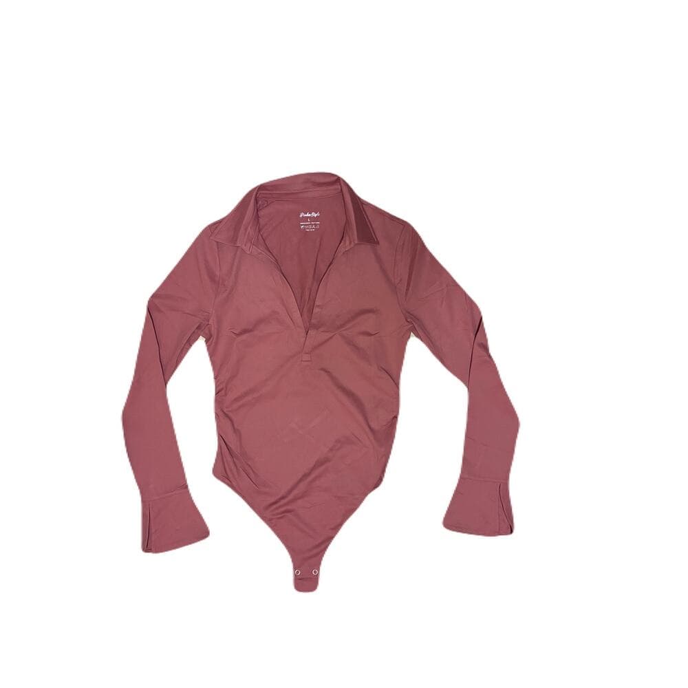 PinkmStyle Women’s Long Sleeve Bodysuit Size Large Color Dusty Rose. - Thumbnail 2