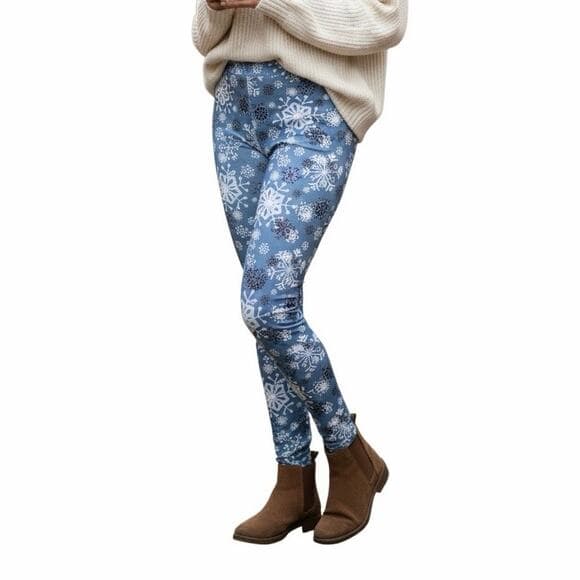 Girls blue snowflake print Christmas leggings Size L/XL - Thumbnail 6